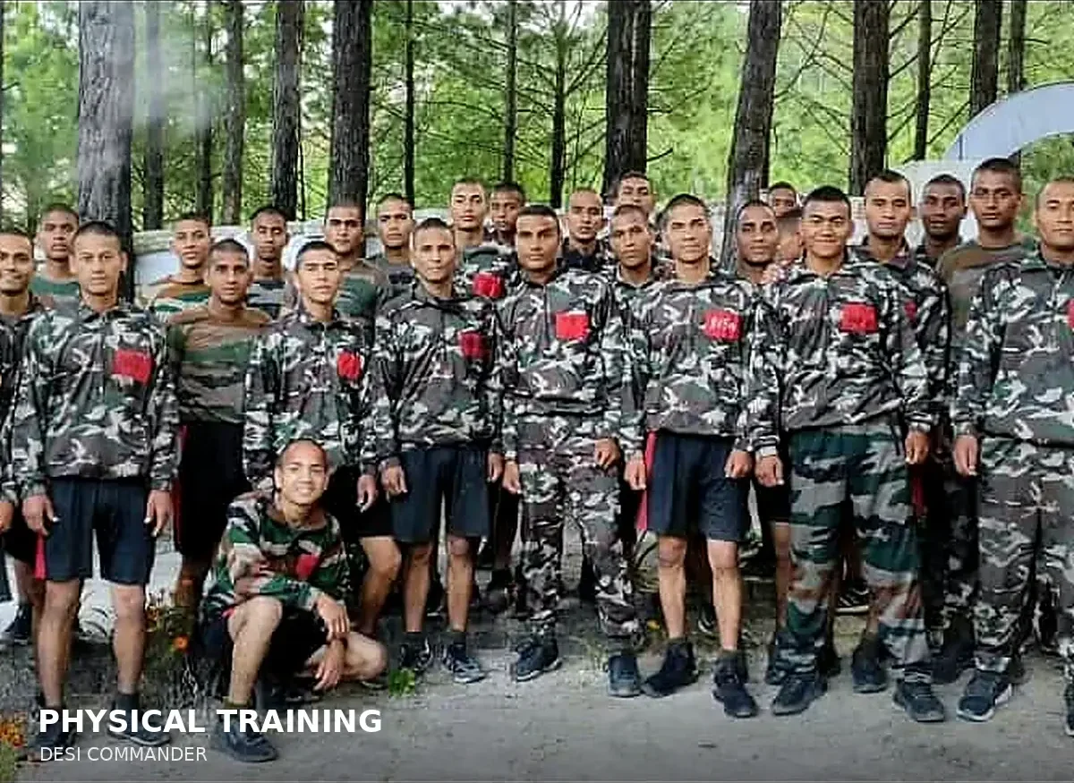 Students after a physical training session in the pine forest